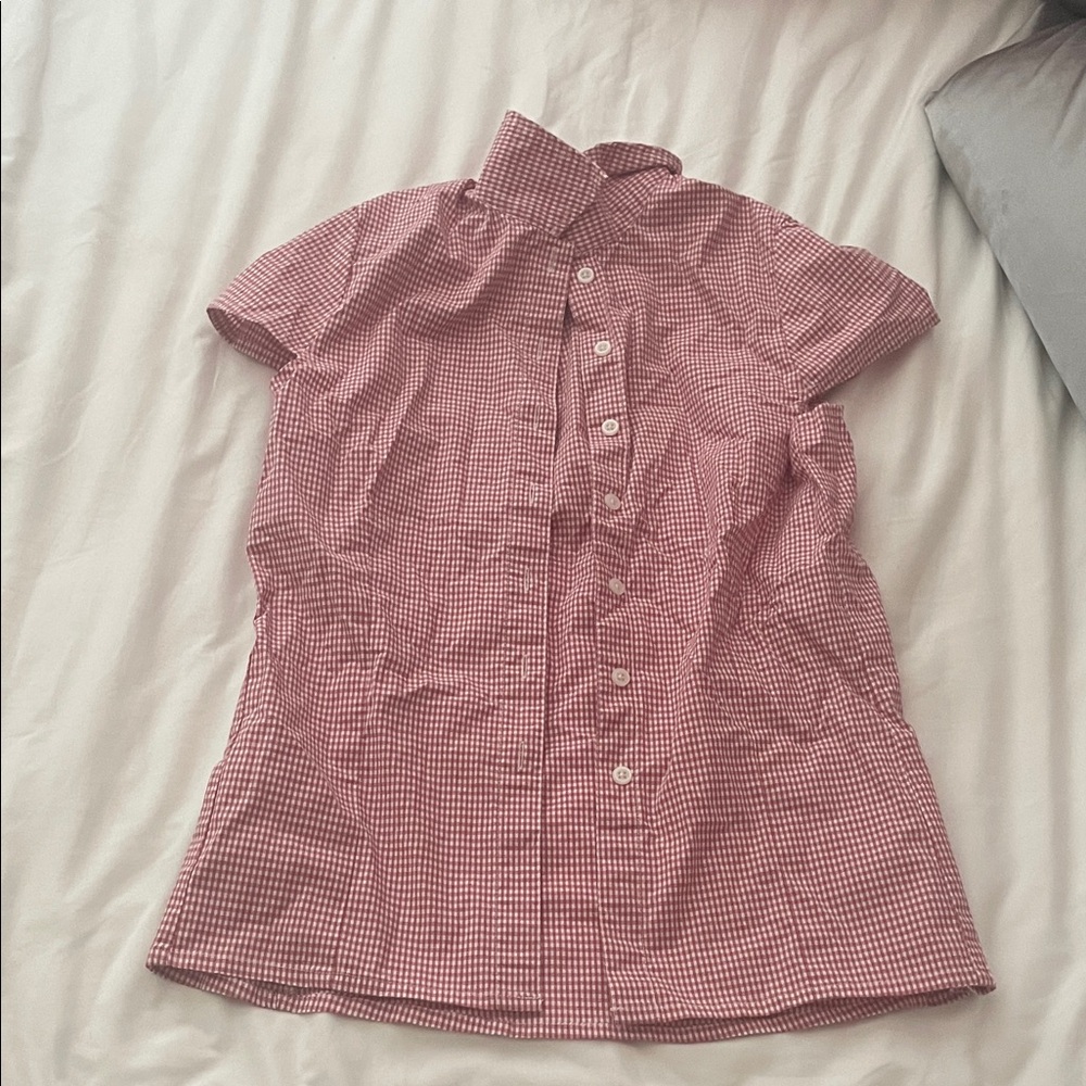 Brandy Melville red checkered button up short sleeve